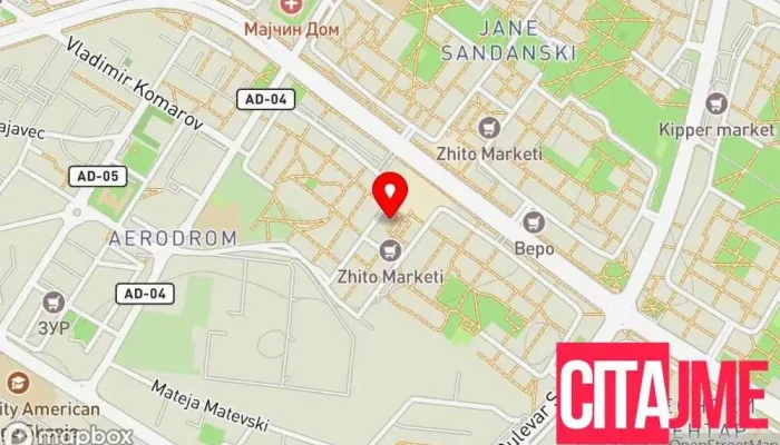 мапа на ЕУРОФАРМ Аптека во Скопје