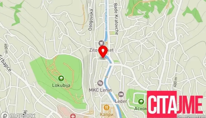 мапа на ЕВН КЕЦ Претпријатие за снабдување со електрична енергија во Кочани