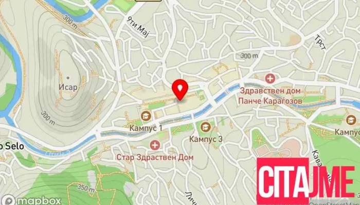 мапа на Пошта на Северна Македонија Пошта во Штип