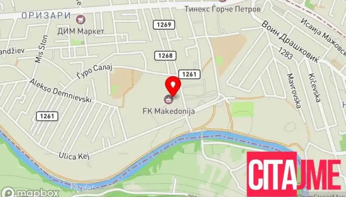 Stadion Na Fk Makedonija   Gjorche Petrov мапа - Скопје